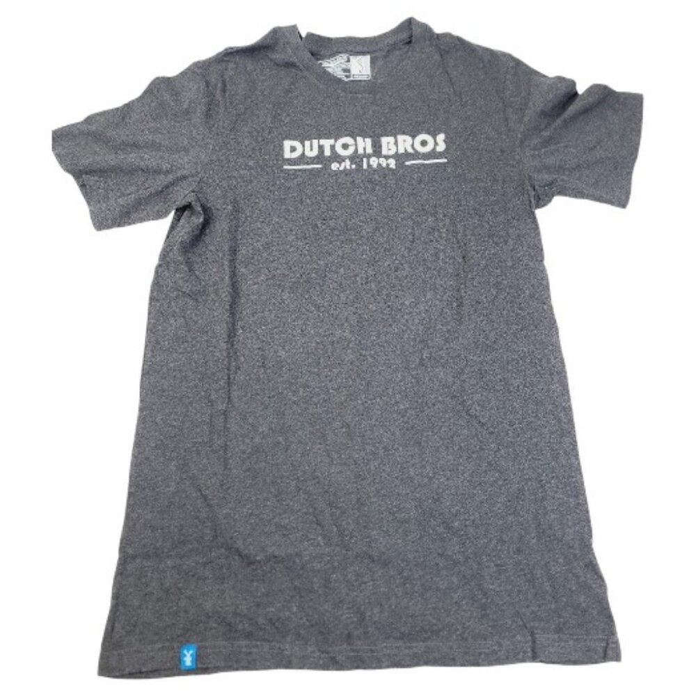 Dutch Bros Men's Gray Heather Cotton Short Sleeve Casual Pullover T-Shirt Size M